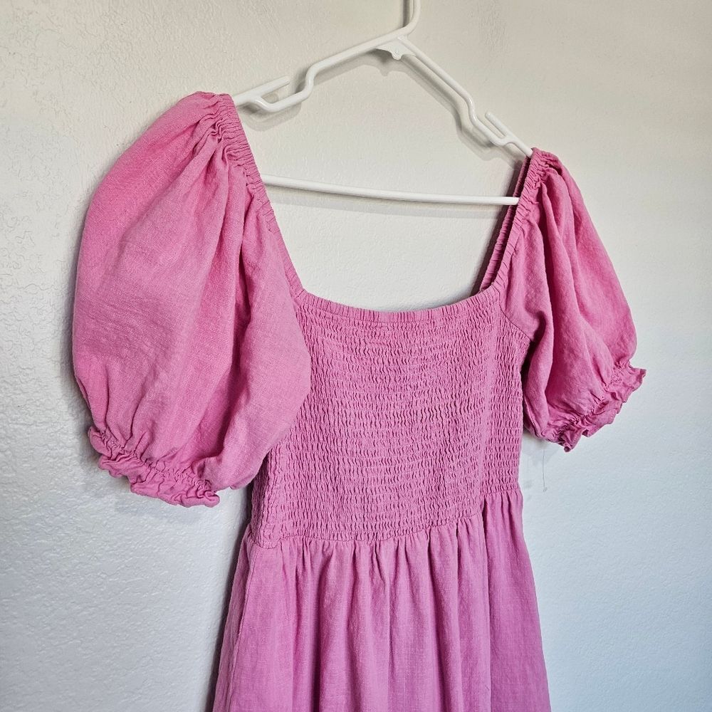 Seven Wonders | Brinley Cotton Slit Midi Dress Pink Flamingo Womens 10 - Picture 5 of 9